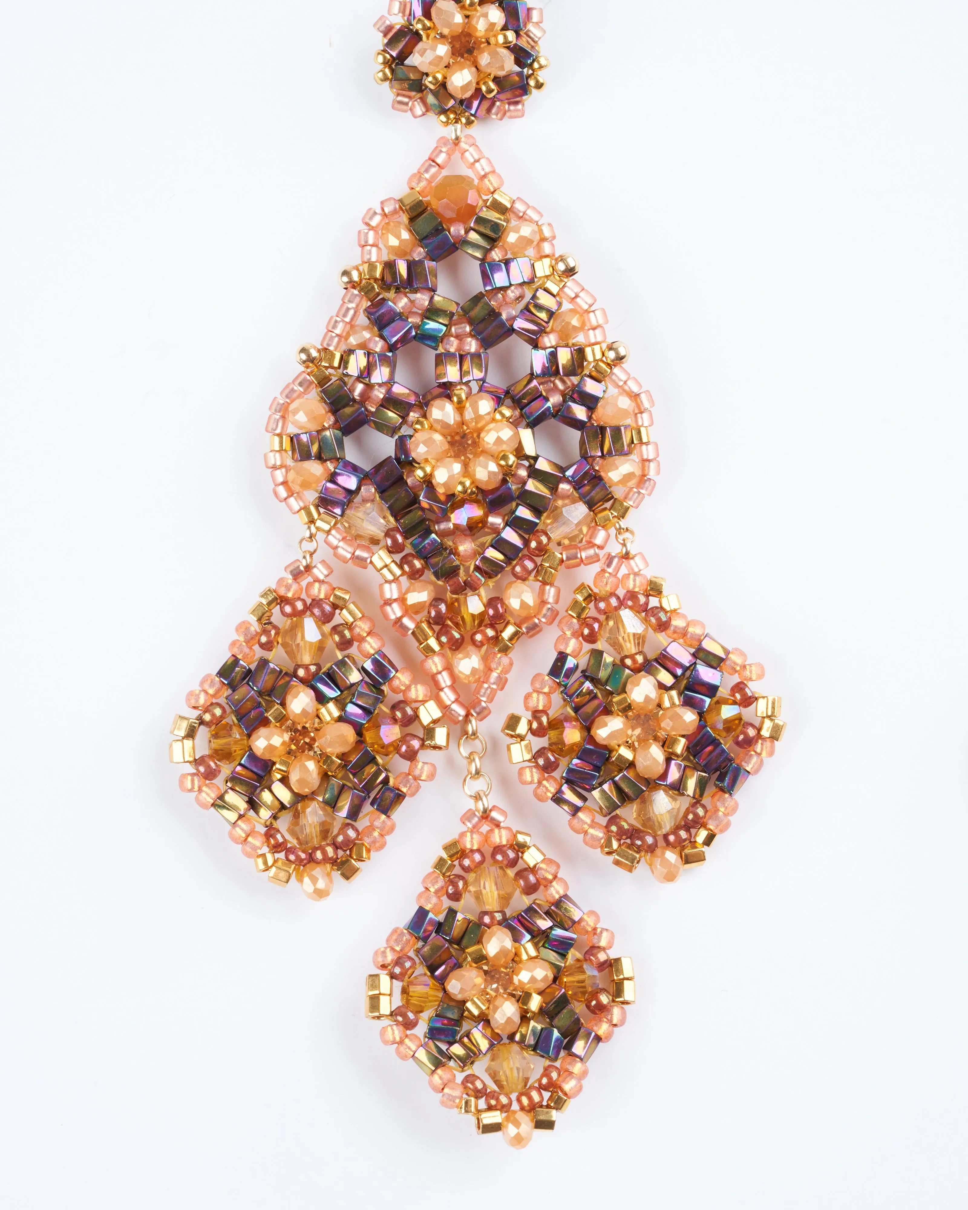 chandelier post mini opalite bead earrings - multi