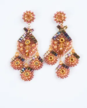 chandelier post mini opalite bead earrings - multi