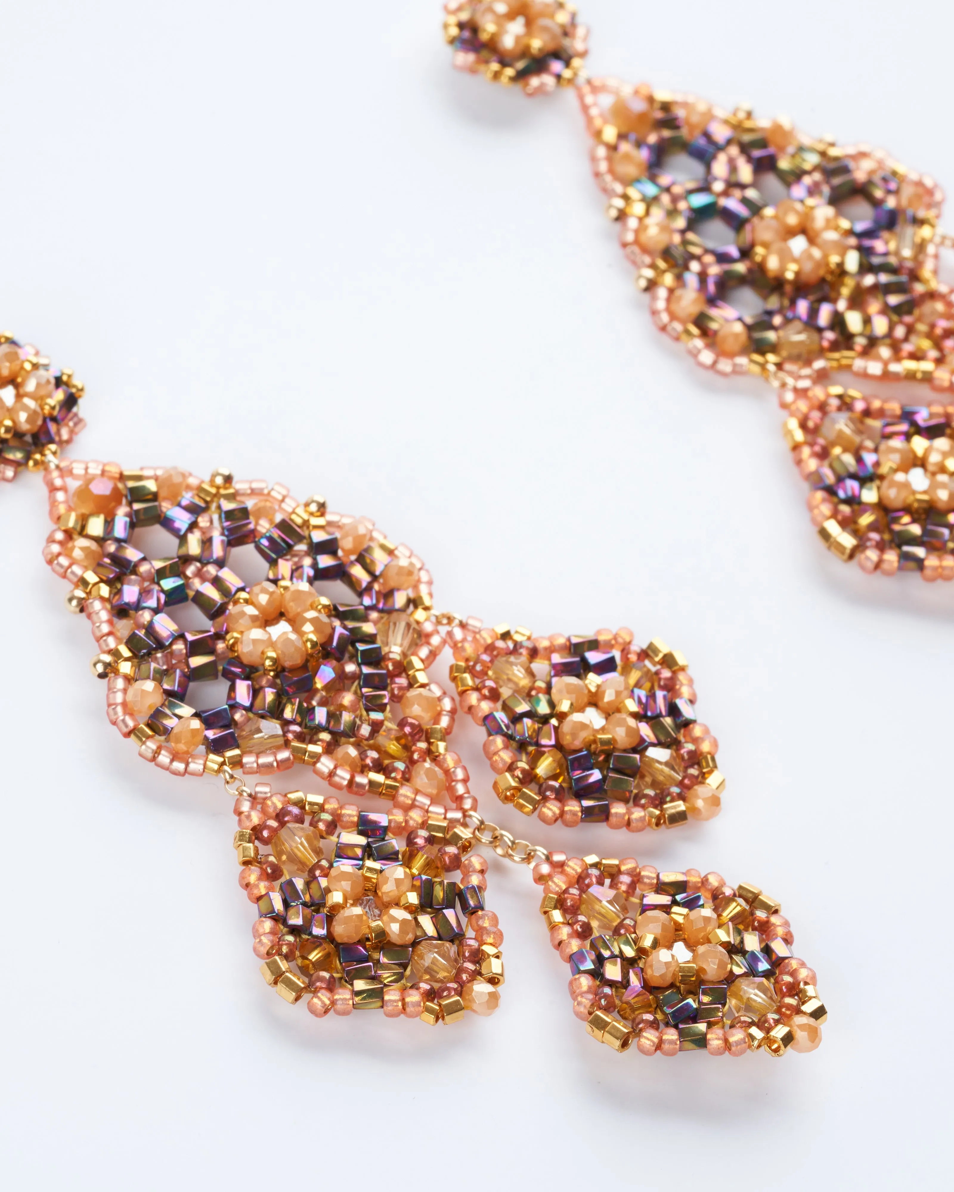 chandelier post mini opalite bead earrings - multi
