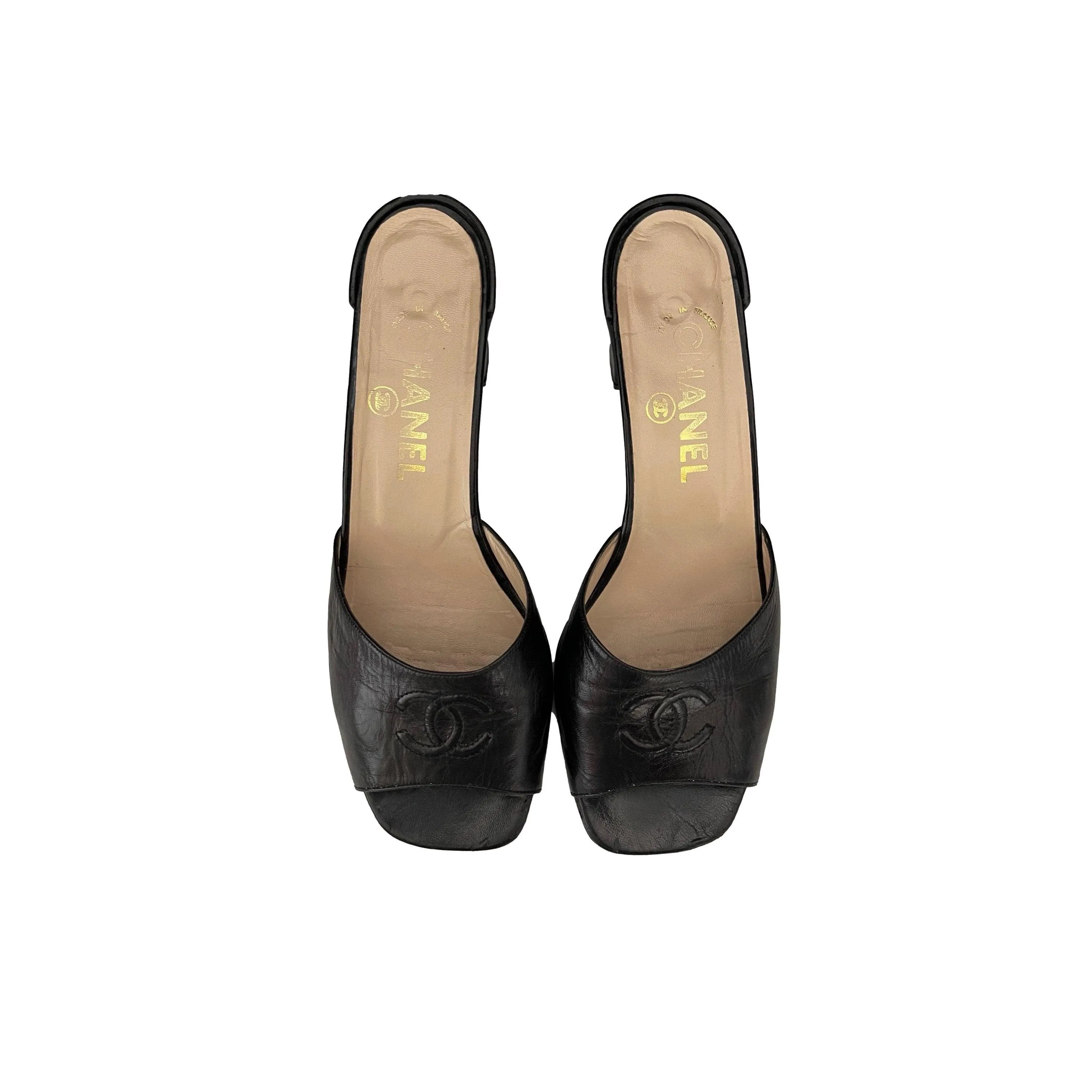 Chanel Black Block Heels
