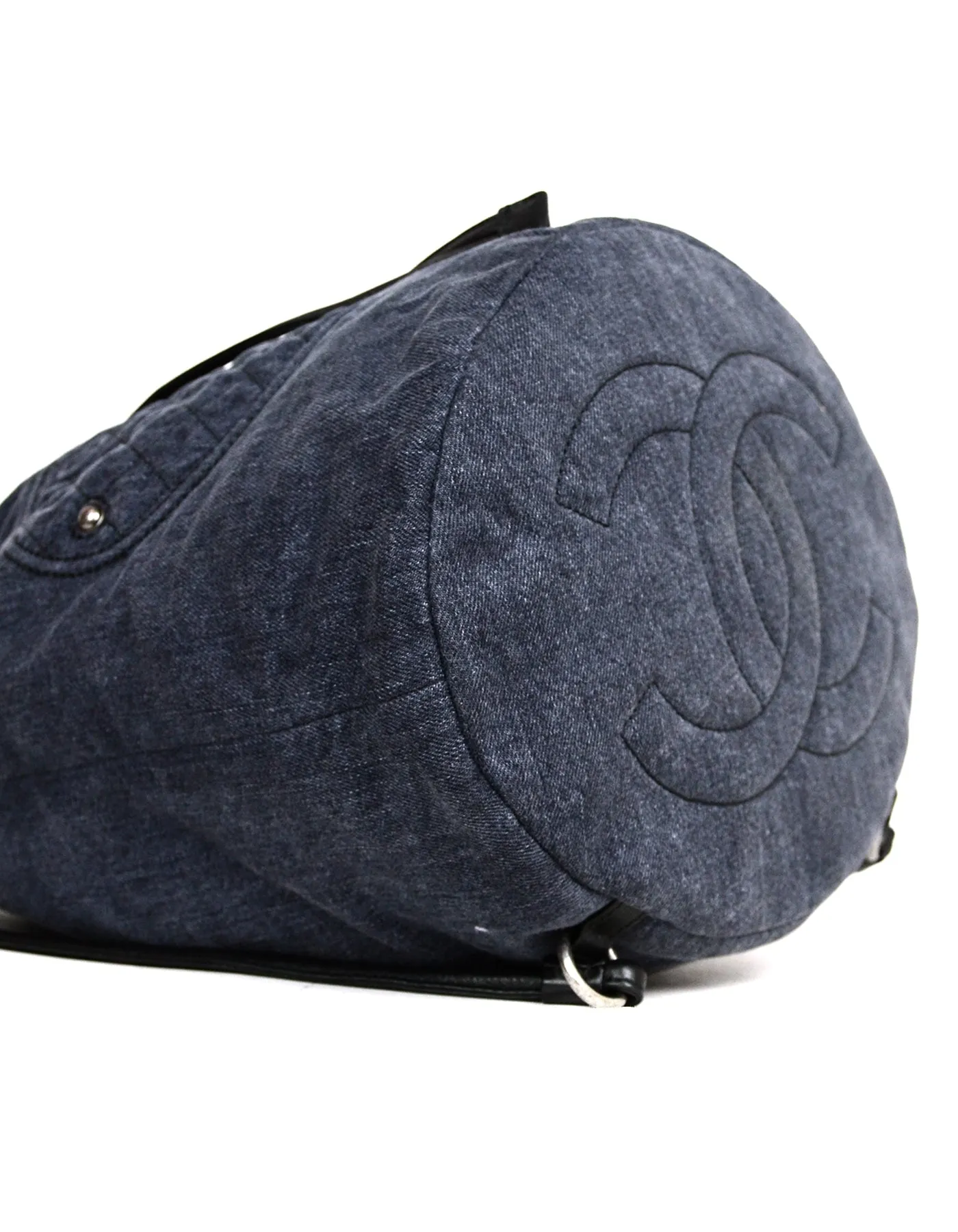 Chanel Blue Denim 2017 Drawstring Convertible Backpack Bucket Bag