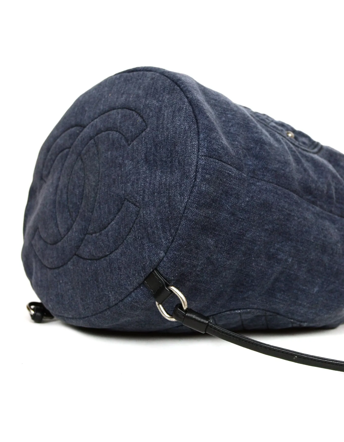 Chanel Blue Denim 2017 Drawstring Convertible Backpack Bucket Bag