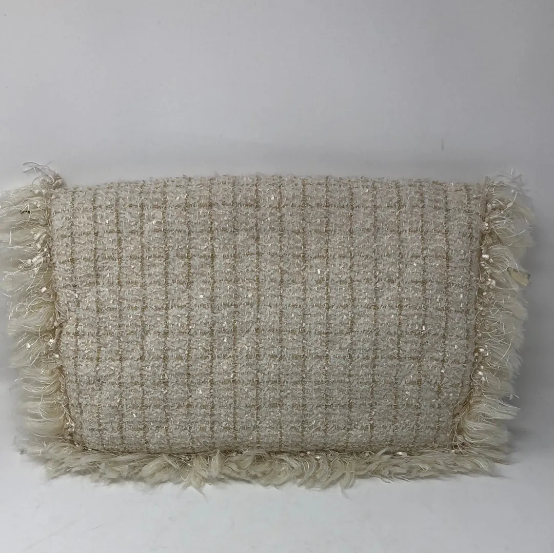 Chanel Ivory Tweed Oversized Clutch Bag with gold Hardware