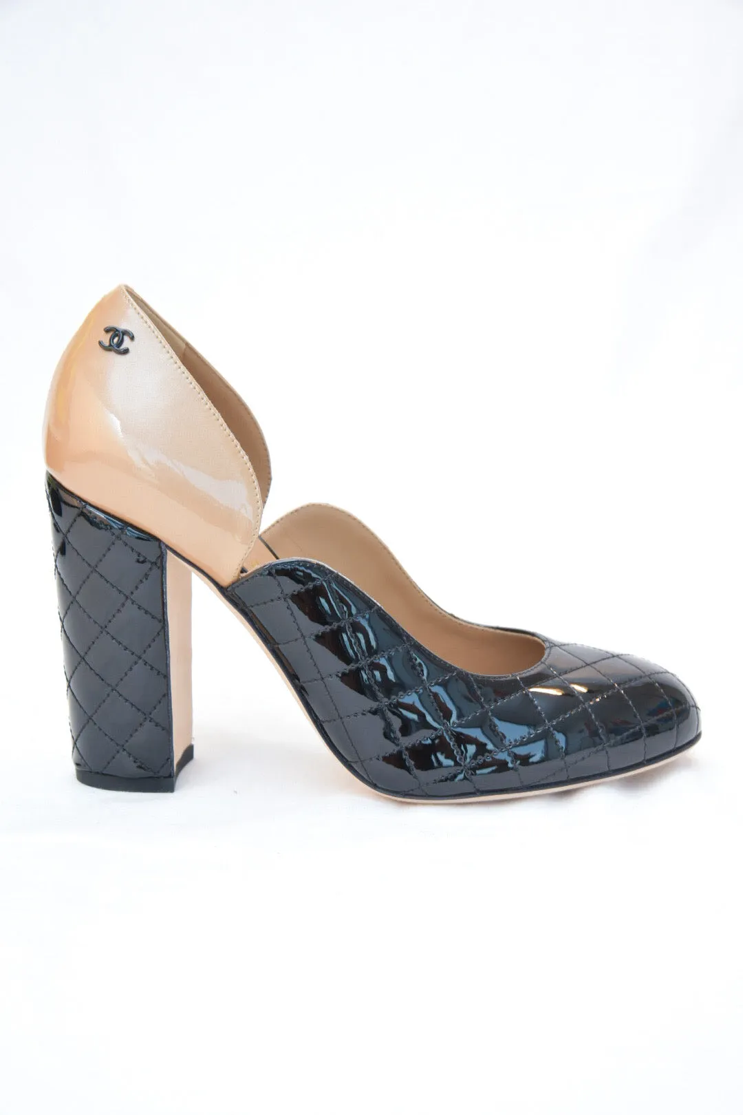 Chanel Patent Leather Two Toned Quilted Heel