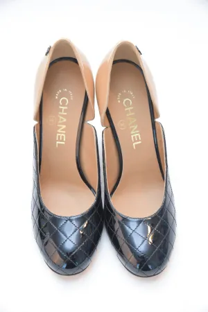 Chanel Patent Leather Two Toned Quilted Heel