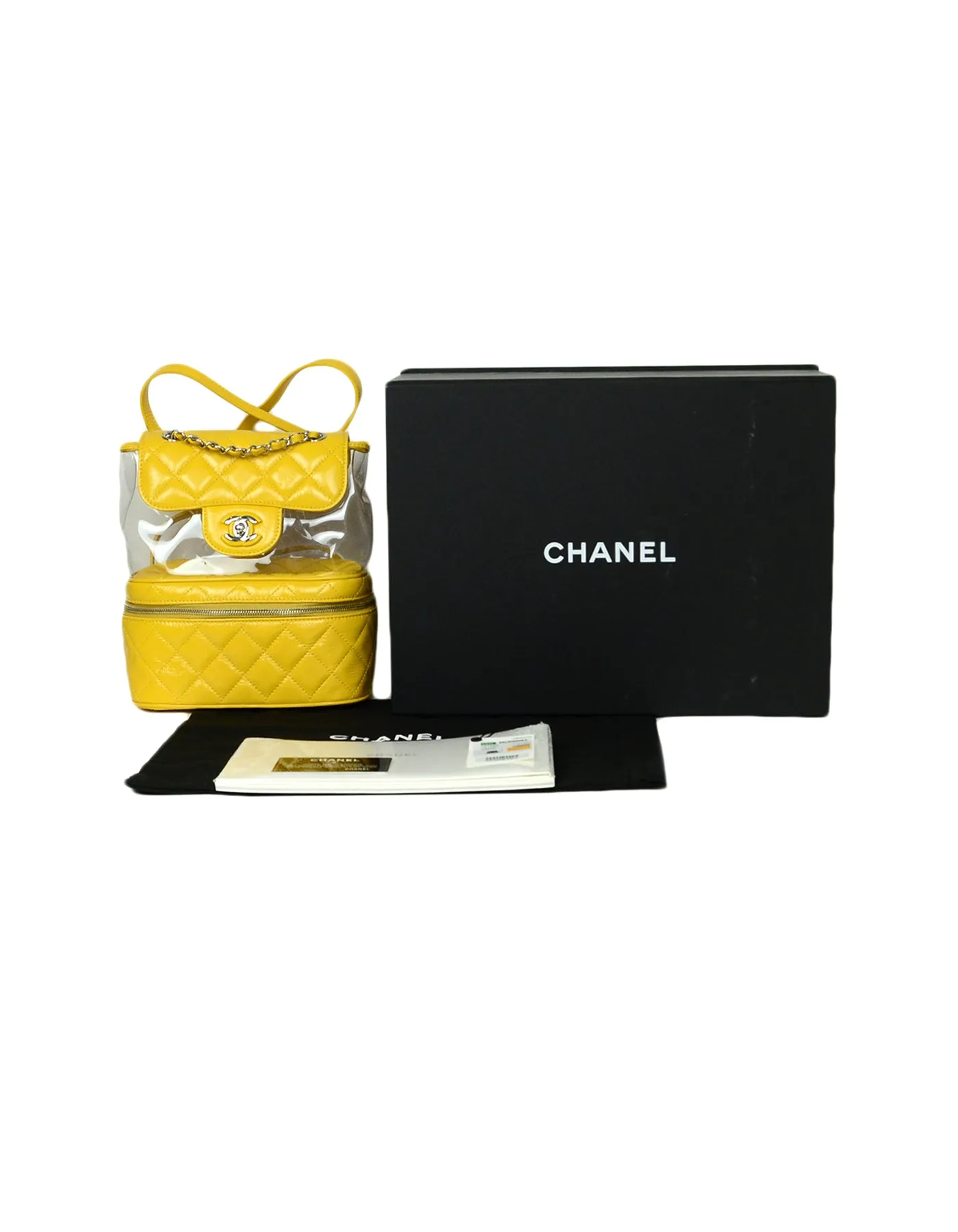 Chanel Yellow Crumpled Calfskin PVC Quilted Backpack Bag