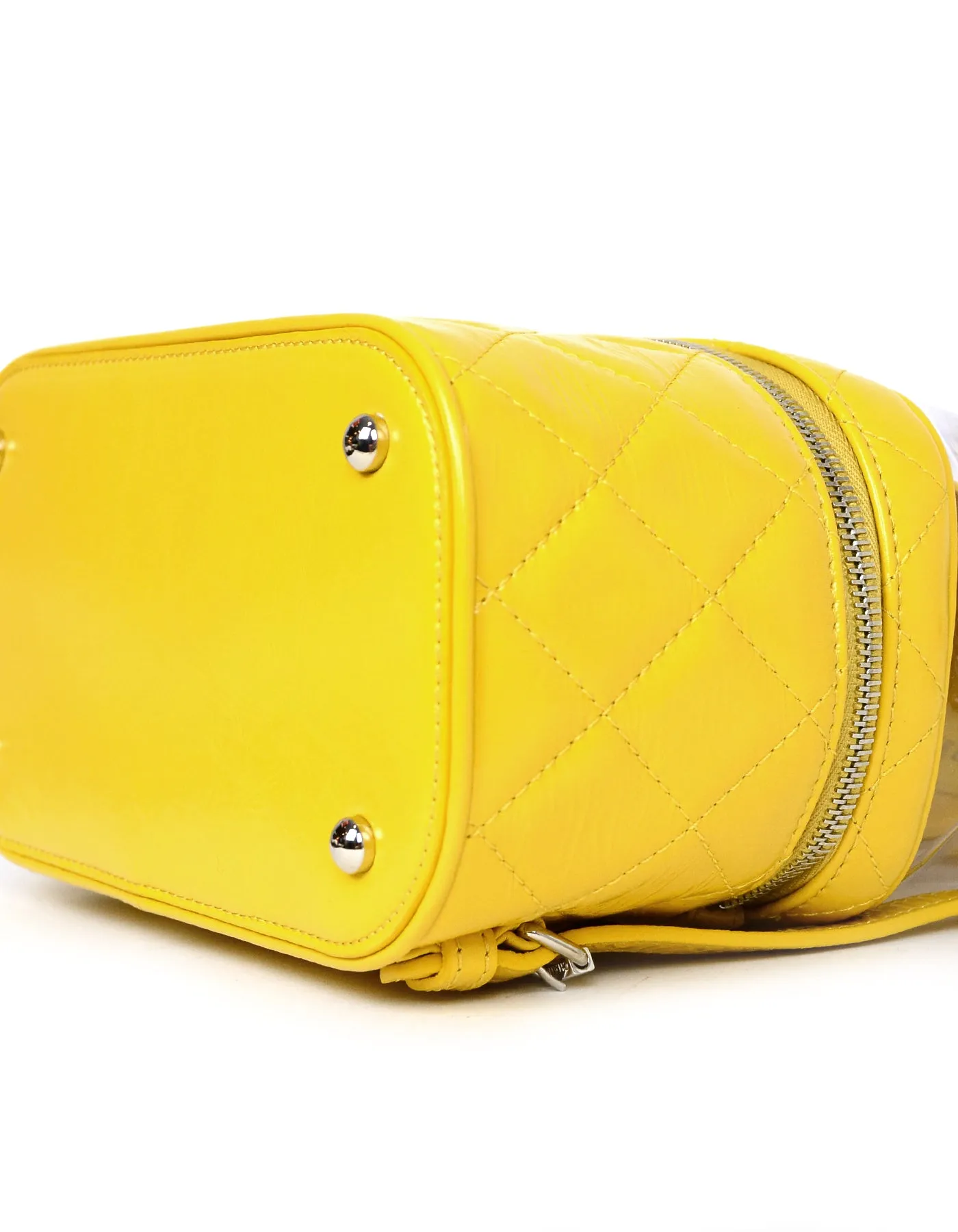 Chanel Yellow Crumpled Calfskin PVC Quilted Backpack Bag