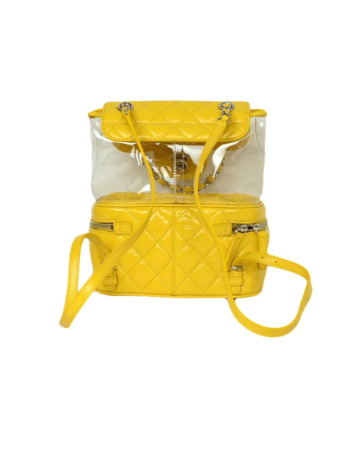 Chanel Yellow Crumpled Calfskin PVC Quilted Backpack Bag