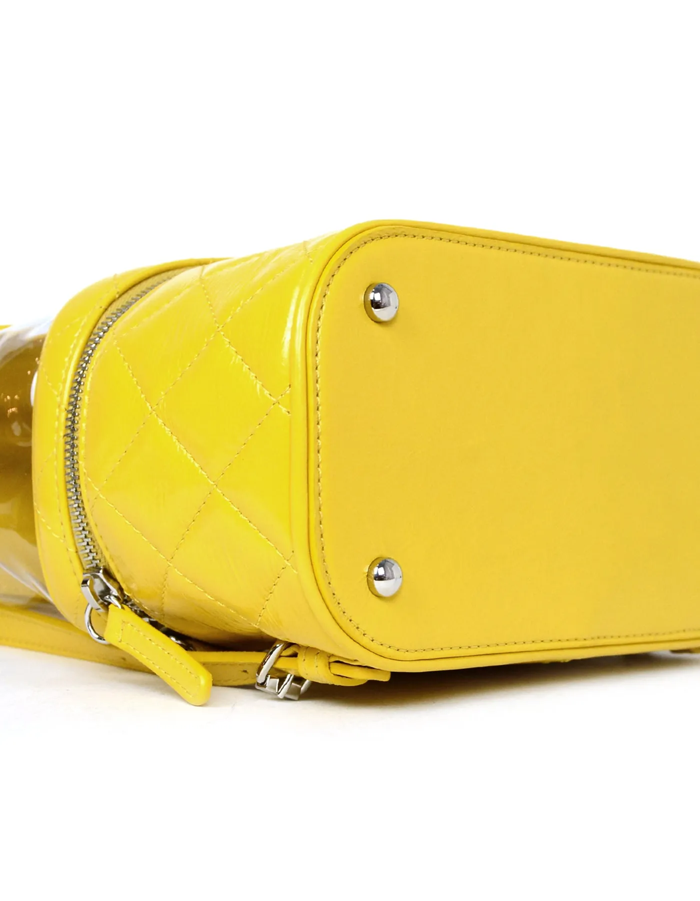 Chanel Yellow Crumpled Calfskin PVC Quilted Backpack Bag