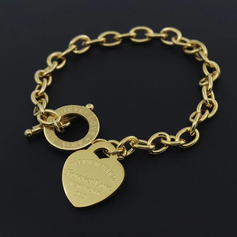 Charm Heart Bangle Chain Bracelet Women Wedding Fine Jewelry