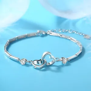 Charm Heart Bracelet Bangle 925 sterling silver Women Wedding Jewelry