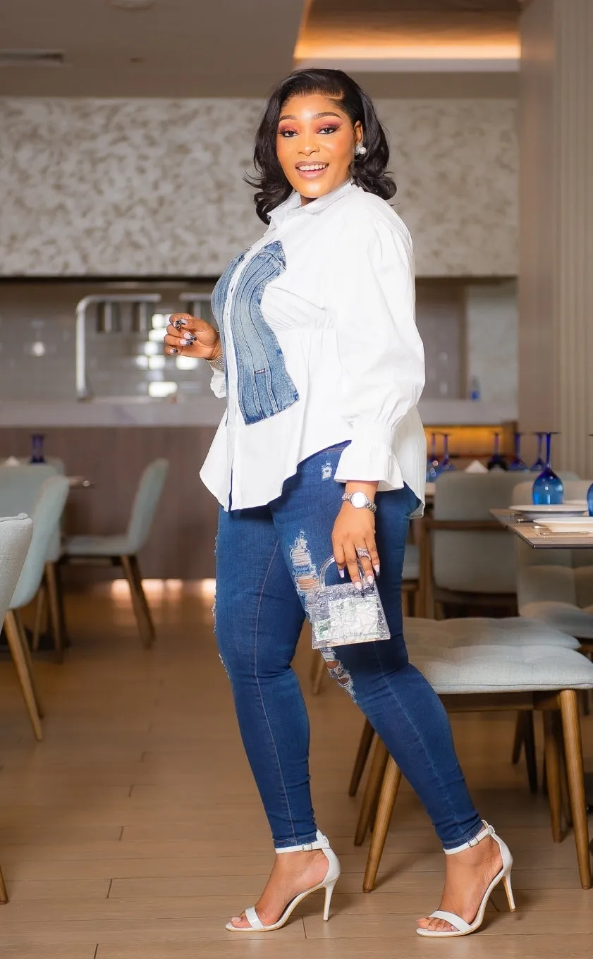 Chic Denim- Vest ILLUSION blouse (New! 2 colors)