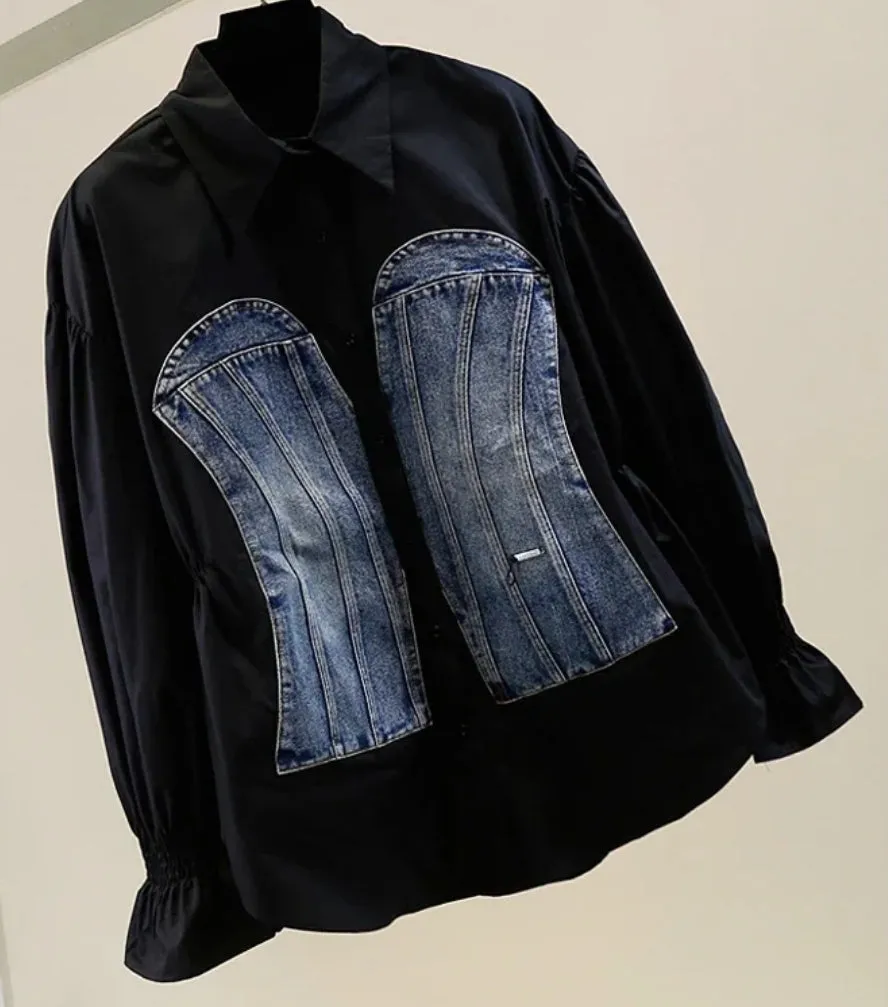 Chic Denim- Vest ILLUSION blouse (New! 2 colors)
