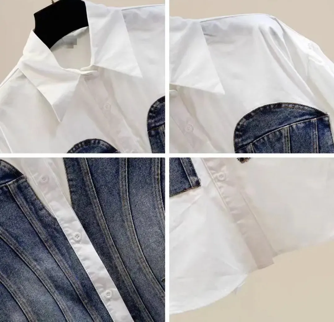 Chic Denim- Vest ILLUSION blouse (New! 2 colors)