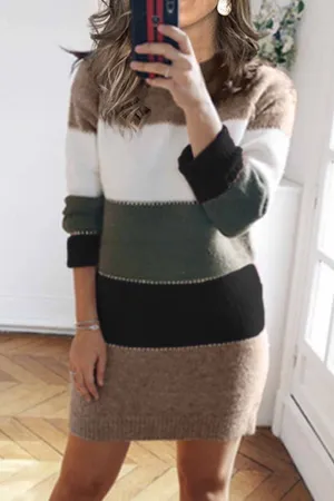Chicindress Splicing Casual Contrast Mini Dress（3 colors）