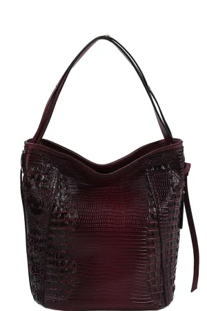Chillx Fashion Croco Pattern Convertible Bucket Hobo Bag