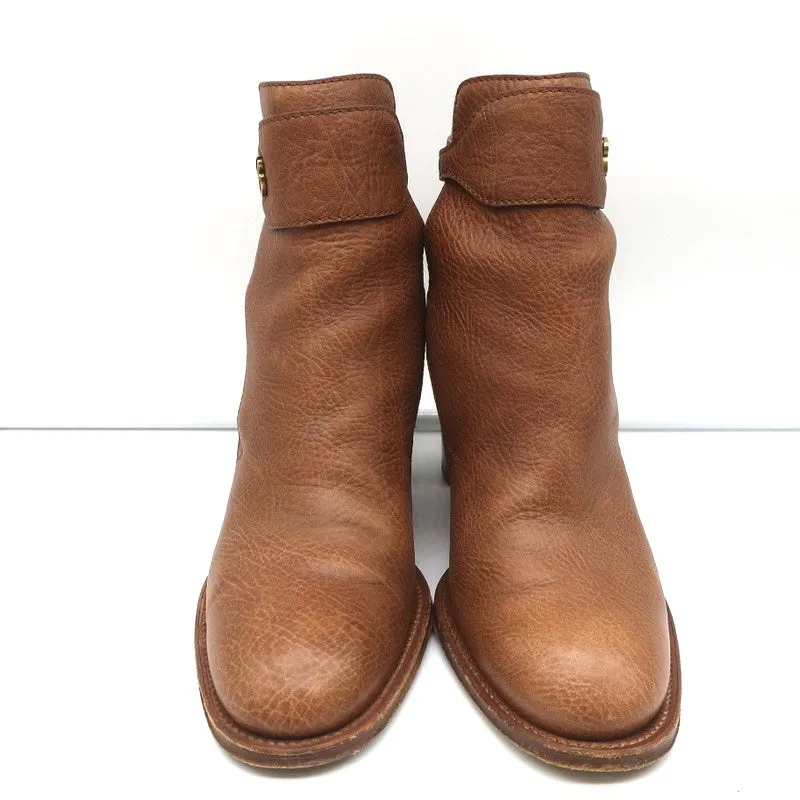 Chloe Ankle Strap Ankle Boots Brown Leather Size 39 High Heel Booties