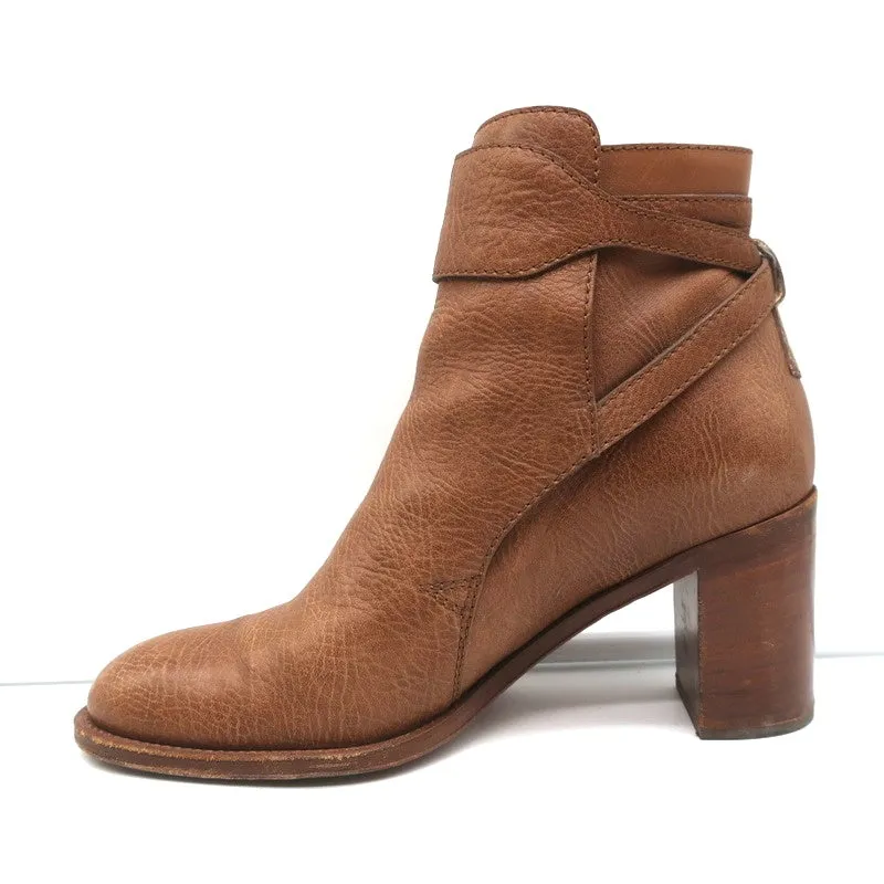 Chloe Ankle Strap Ankle Boots Brown Leather Size 39 High Heel Booties