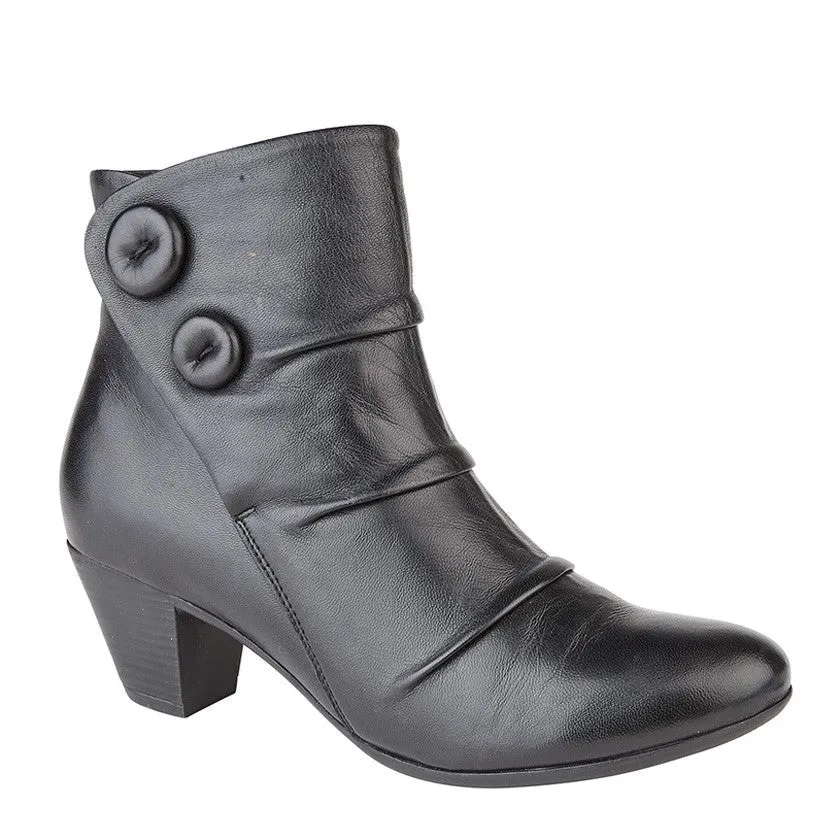 Cipriata L5045A EMMA Ruched Vamp Button Ankle Boot