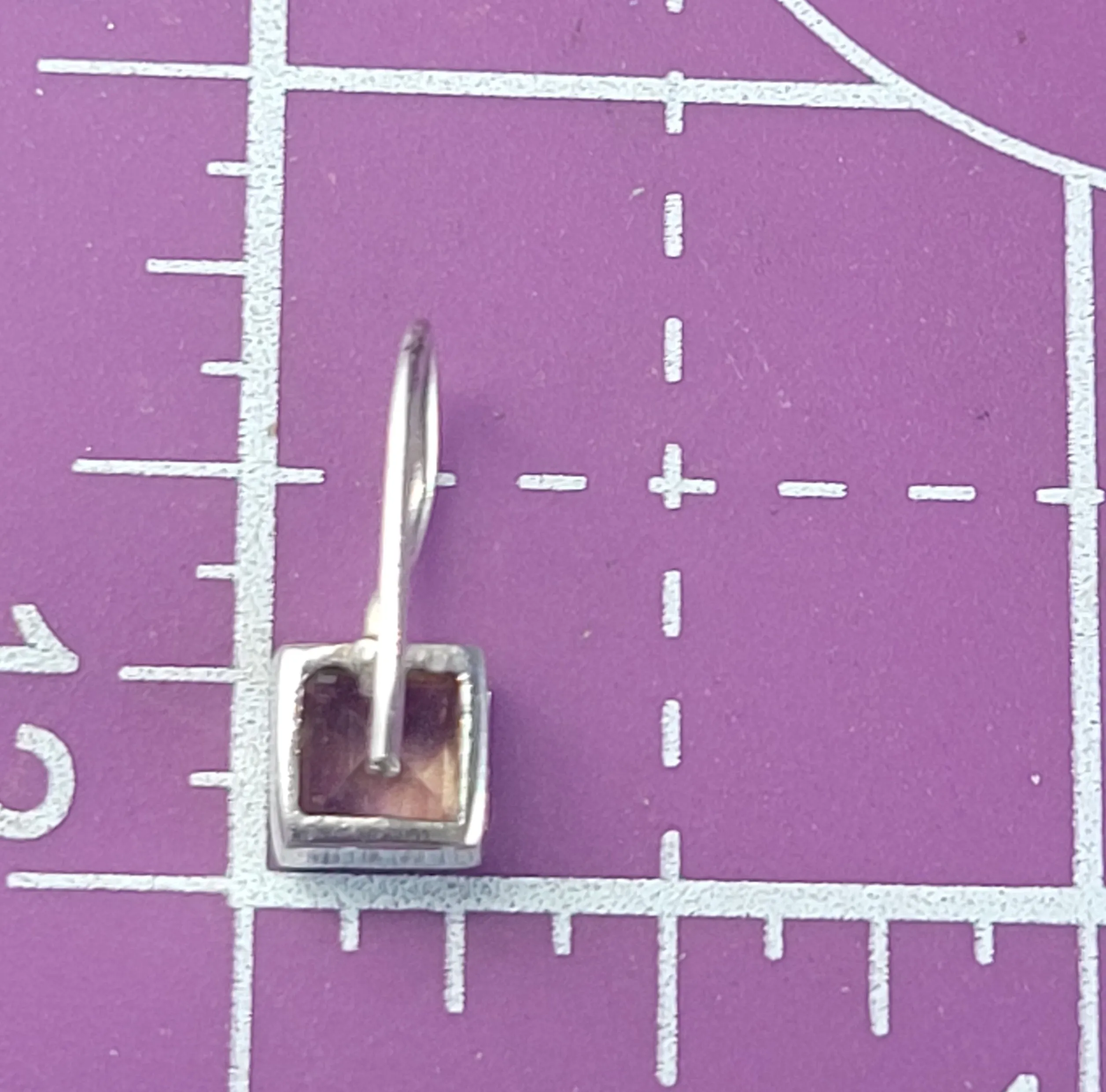 Citrine princess cut sterling silver drop earrings signed BB