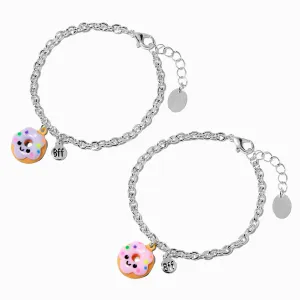 Claire's Best Friends Happy Donut Curb Chain Bracelets - 2 Pack | Silver