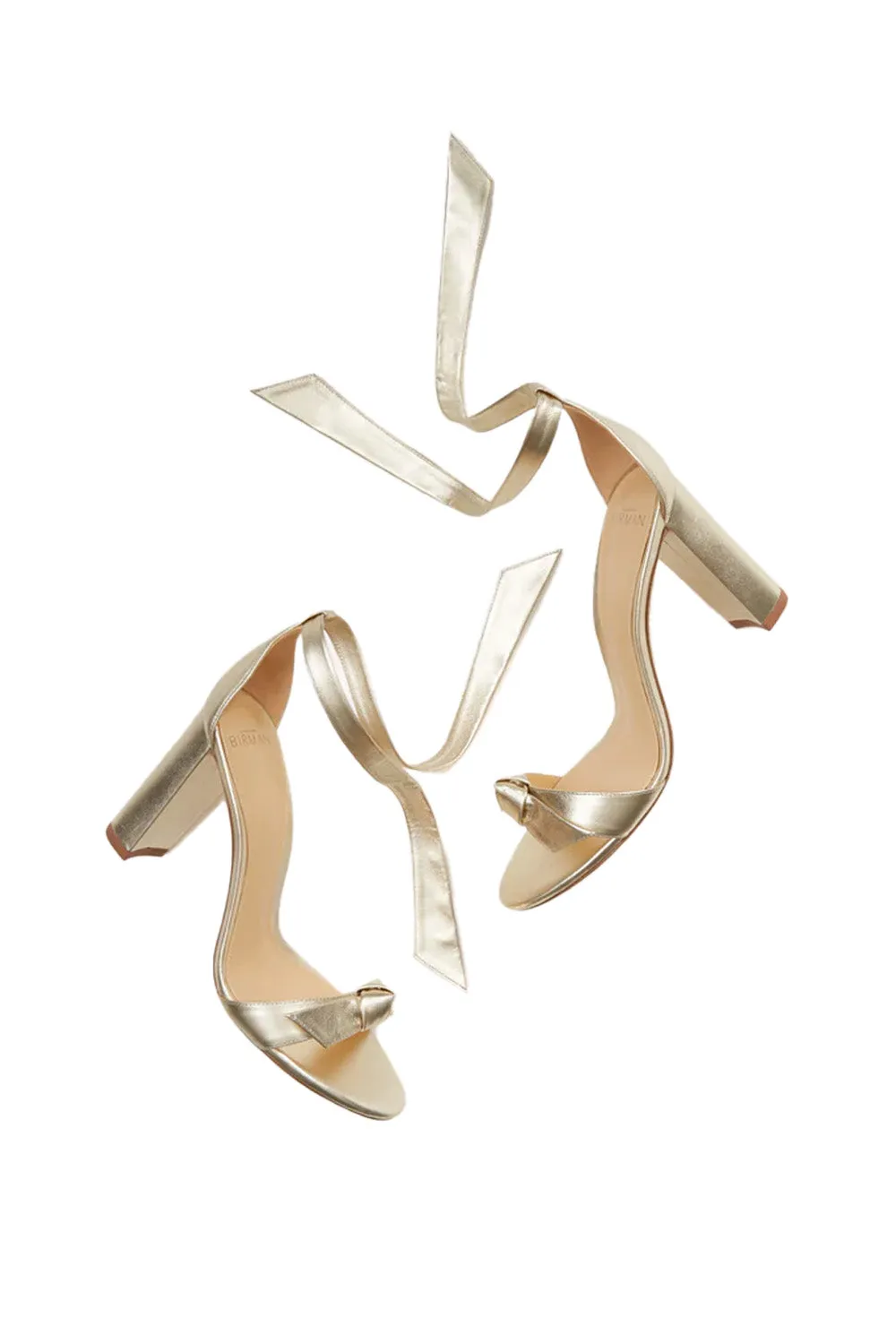 Clarita Block 90 Leather Sandal in Golden
