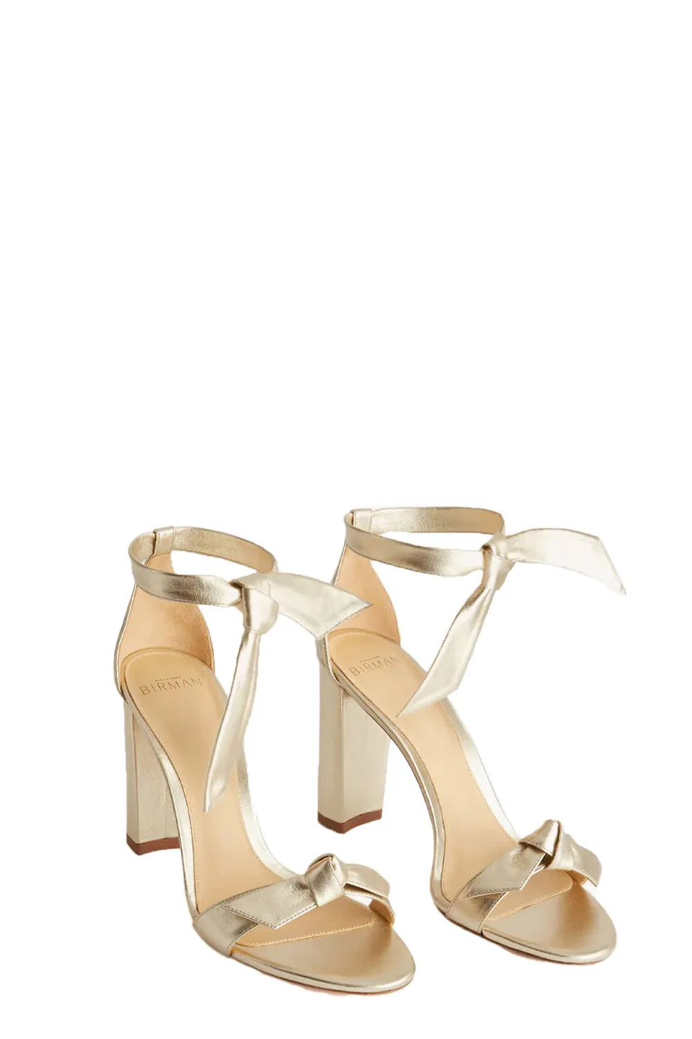 Clarita Block 90 Leather Sandal in Golden