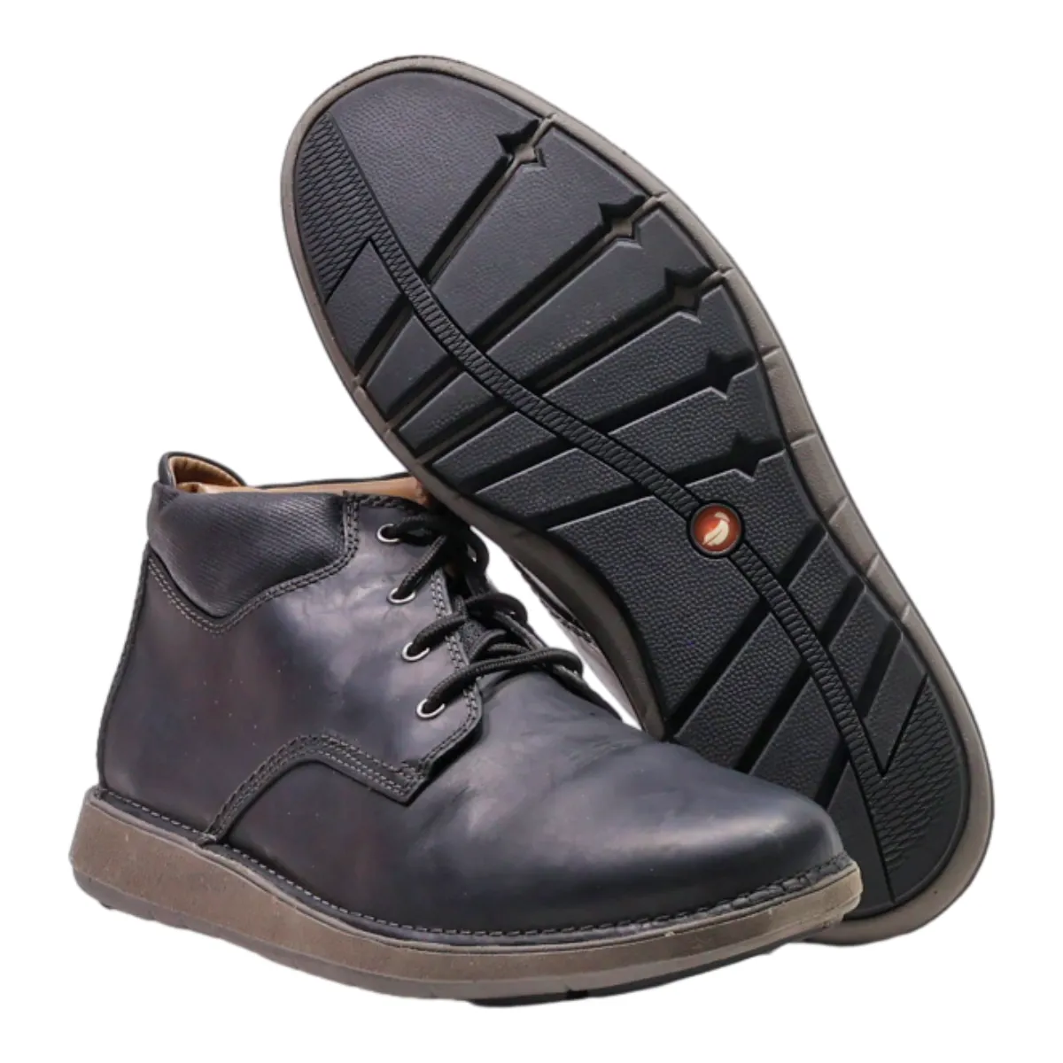 CLARKS Chukka Boots Black Leather Mens UK 9