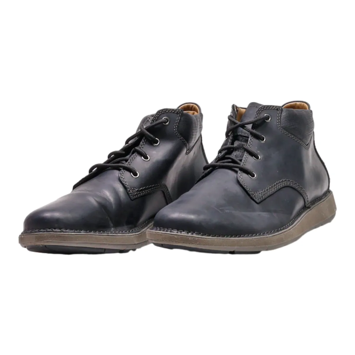 CLARKS Chukka Boots Black Leather Mens UK 9