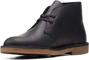 Clarks Men's Bushacre 3 Chukka Boot, Black Leather, 8