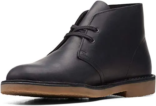 Clarks Men's Bushacre 3 Chukka Boot, Black Leather, 8