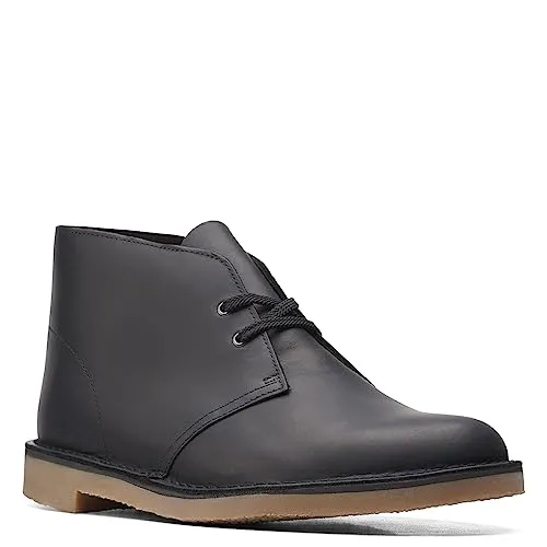 Clarks Men's Bushacre 3 Chukka Boot, Black Leather, 8