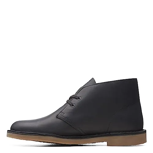 Clarks Men's Bushacre 3 Chukka Boot, Black Leather, 8