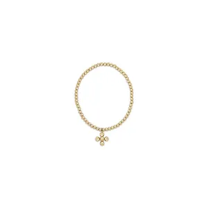 Classic Gold 3mm Bead Bracelet - Classic Beaded Signature Cross Gold Charm - 4mm Bead Gold