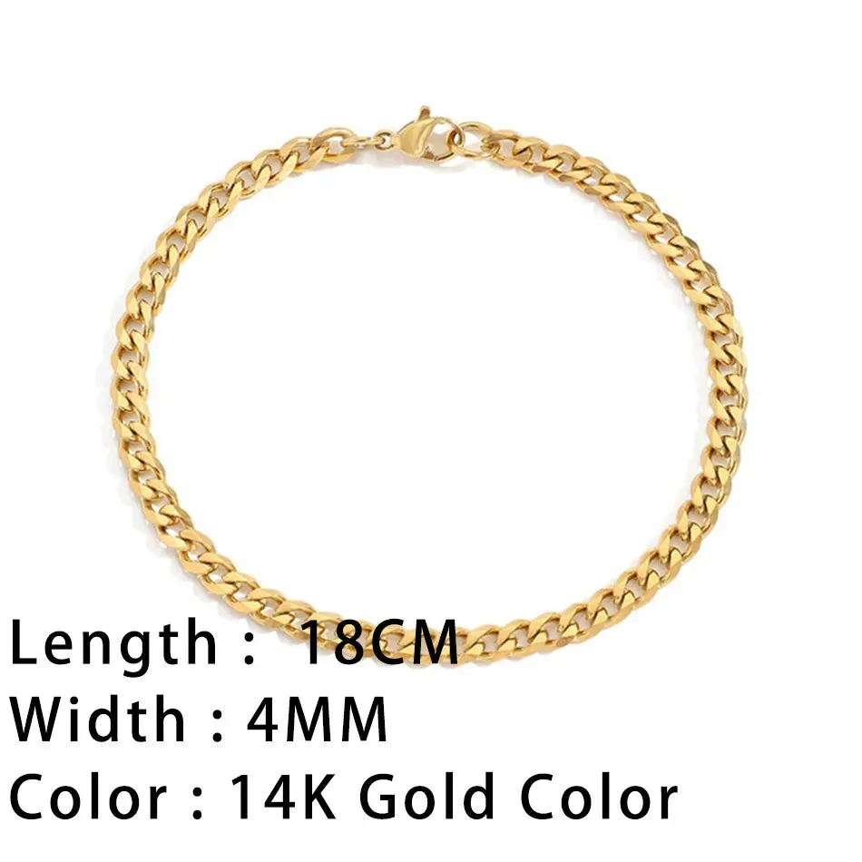 Classic Gold Chain Bracelets for Women Trendy 14K Gold Plated Stainless Steel Herringbone Chain Stackable Figaro Chain Paperclip Link Bracelets