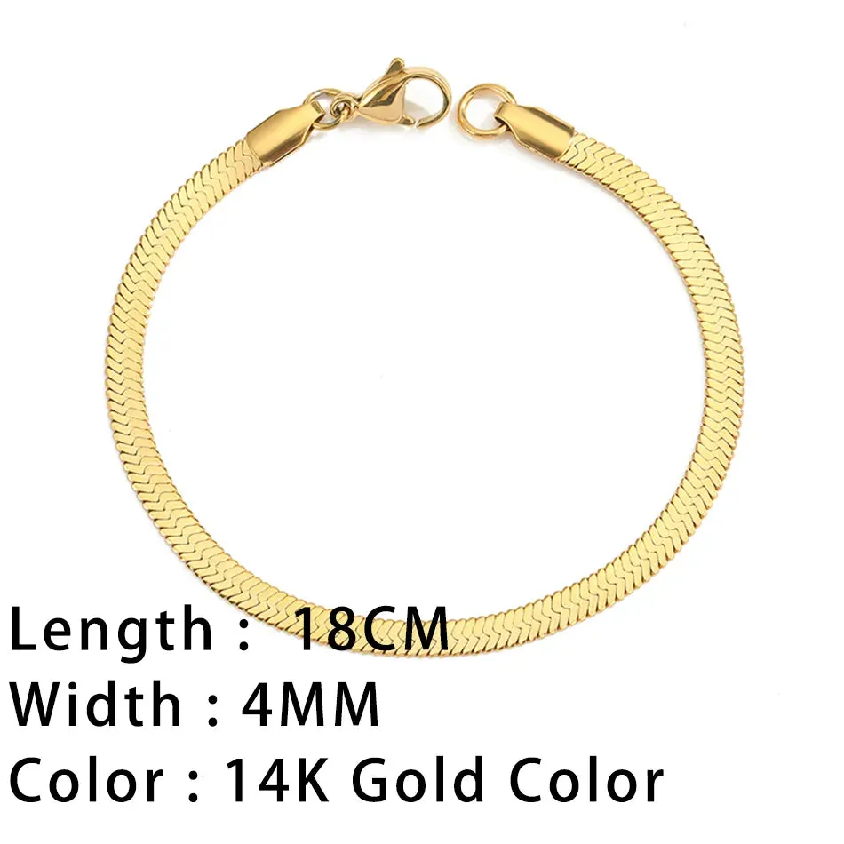 Classic Gold Chain Bracelets for Women Trendy 14K Gold Plated Stainless Steel Herringbone Chain Stackable Figaro Chain Paperclip Link Bracelets