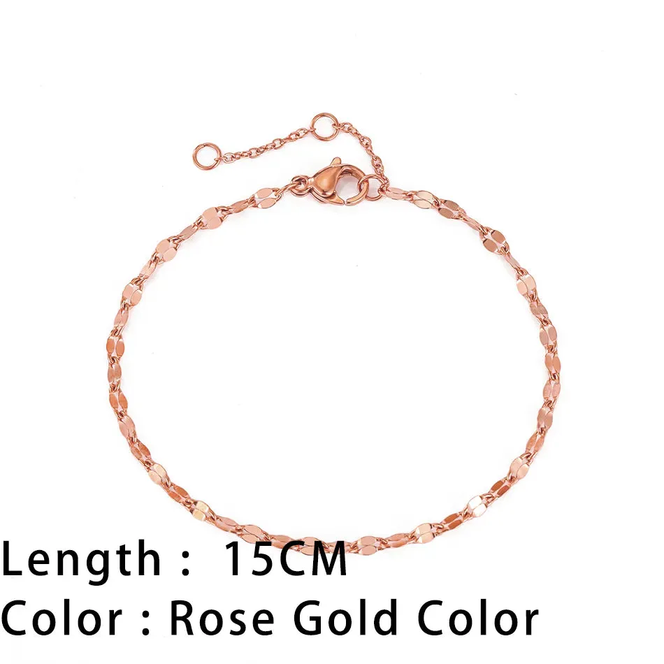 Classic Gold Chain Bracelets for Women Trendy 14K Gold Plated Stainless Steel Herringbone Chain Stackable Figaro Chain Paperclip Link Bracelets