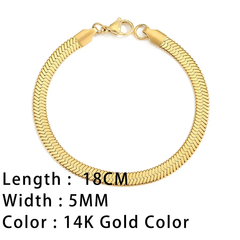 Classic Gold Chain Bracelets for Women Trendy 14K Gold Plated Stainless Steel Herringbone Chain Stackable Figaro Chain Paperclip Link Bracelets