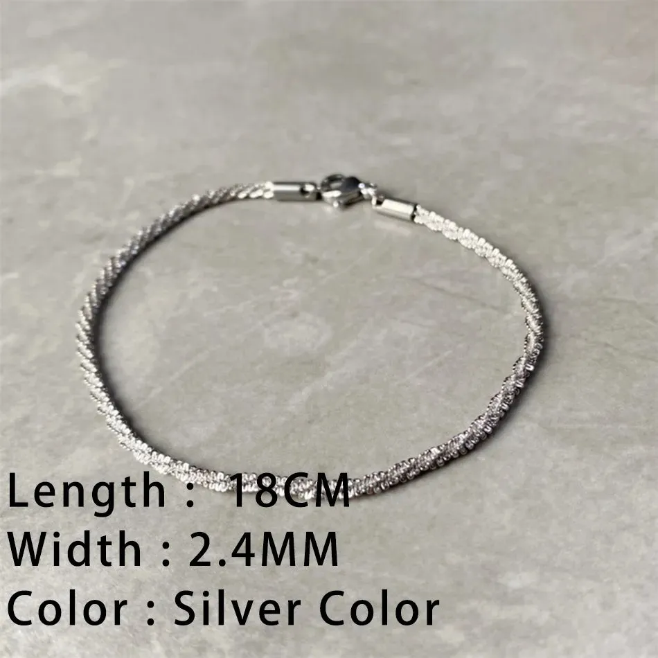 Classic Gold Chain Bracelets for Women Trendy 14K Gold Plated Stainless Steel Herringbone Chain Stackable Figaro Chain Paperclip Link Bracelets