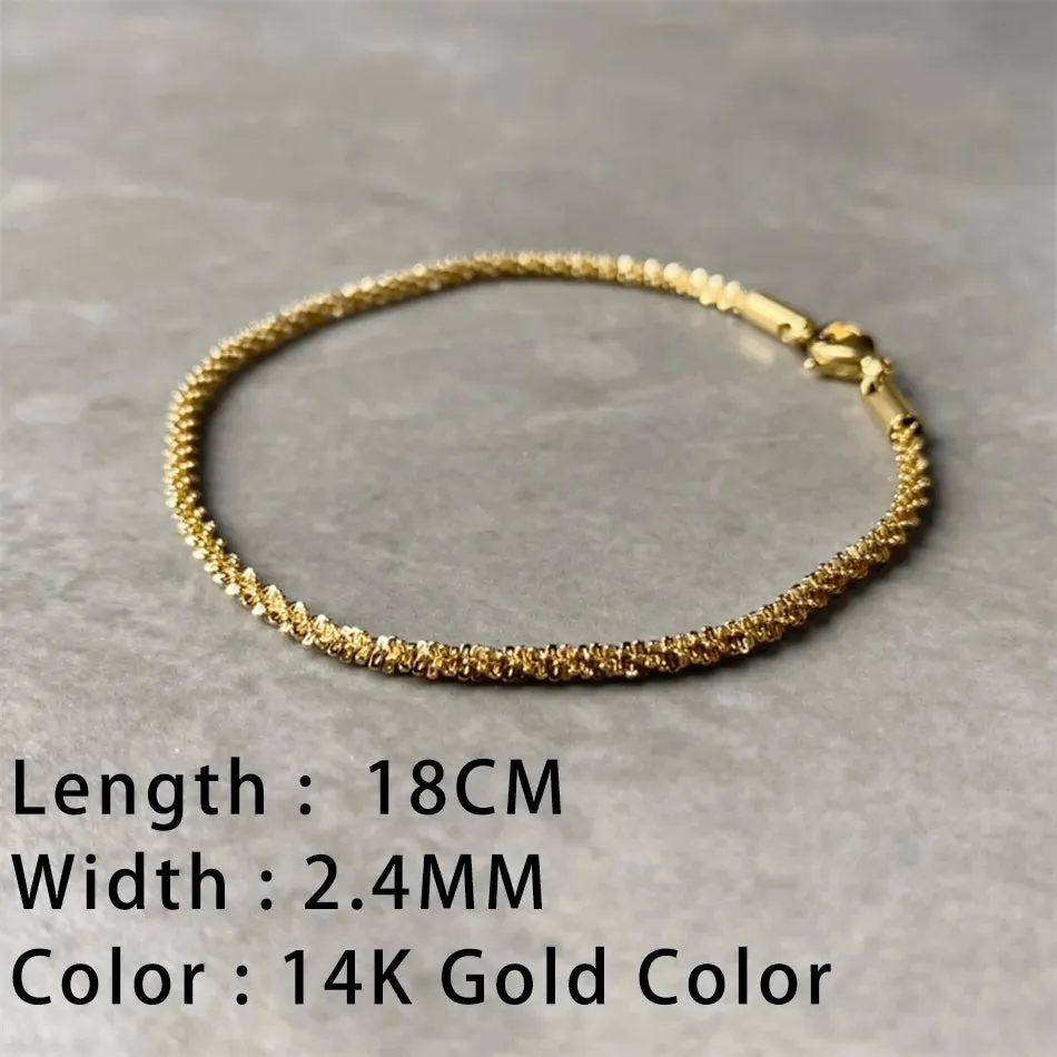 Classic Gold Chain Bracelets for Women Trendy 14K Gold Plated Stainless Steel Herringbone Chain Stackable Figaro Chain Paperclip Link Bracelets
