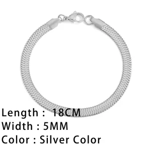 Classic Gold Chain Bracelets for Women Trendy 14K Gold Plated Stainless Steel Herringbone Chain Stackable Figaro Chain Paperclip Link Bracelets