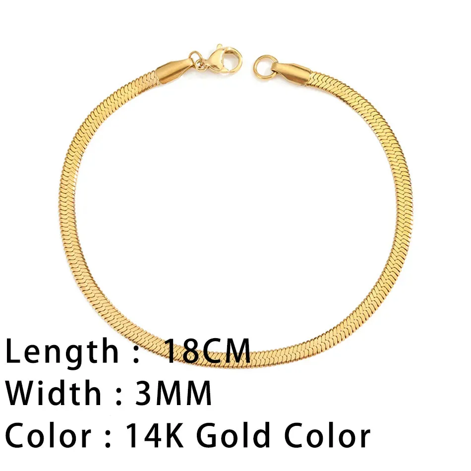 Classic Gold Chain Bracelets for Women Trendy 14K Gold Plated Stainless Steel Herringbone Chain Stackable Figaro Chain Paperclip Link Bracelets