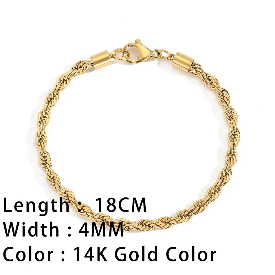 Classic Gold Chain Bracelets for Women Trendy 14K Gold Plated Stainless Steel Herringbone Chain Stackable Figaro Chain Paperclip Link Bracelets