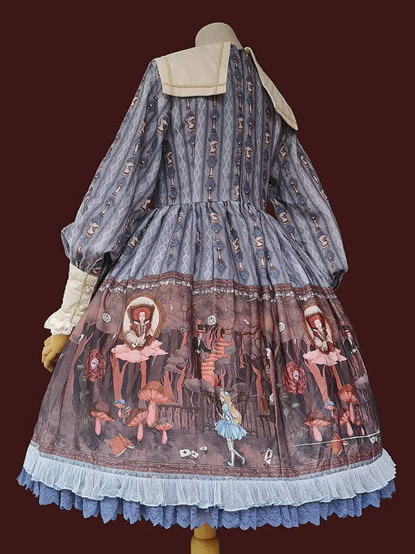Classic Lolita OP Dress Infanta Alice Theme Lace Sleeveless Polyester Casual Apricot Lolita One Piece Dresses
