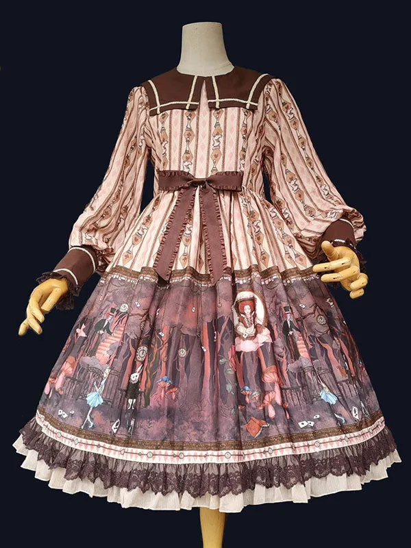 Classic Lolita OP Dress Infanta Alice Theme Lace Sleeveless Polyester Casual Apricot Lolita One Piece Dresses