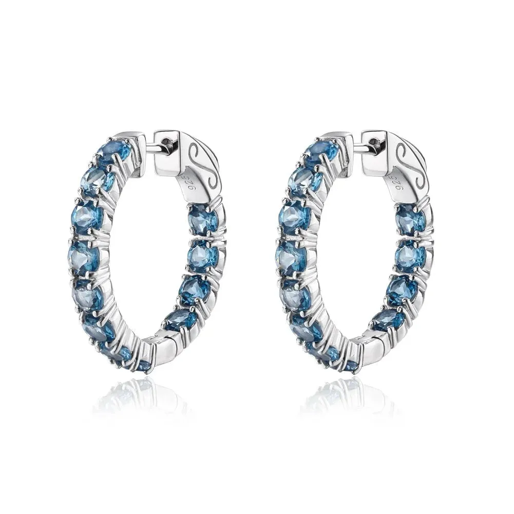 Classic Natural Gemstone Hoop Earrings