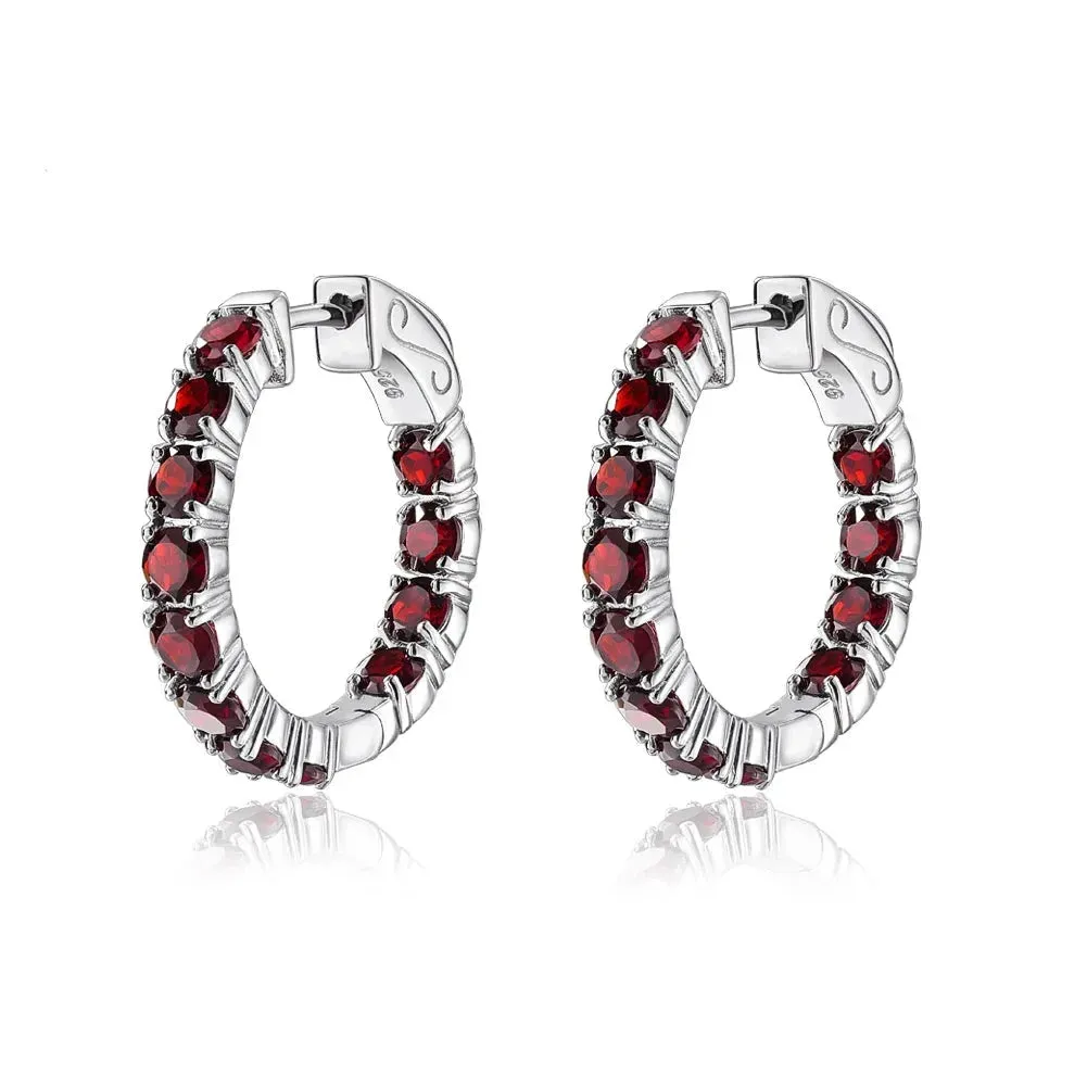 Classic Natural Gemstone Hoop Earrings