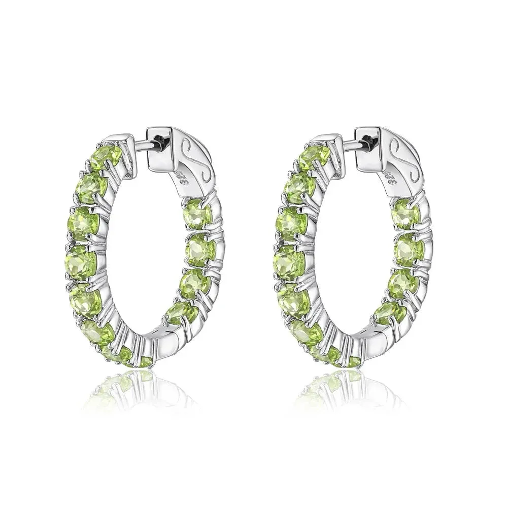 Classic Natural Gemstone Hoop Earrings