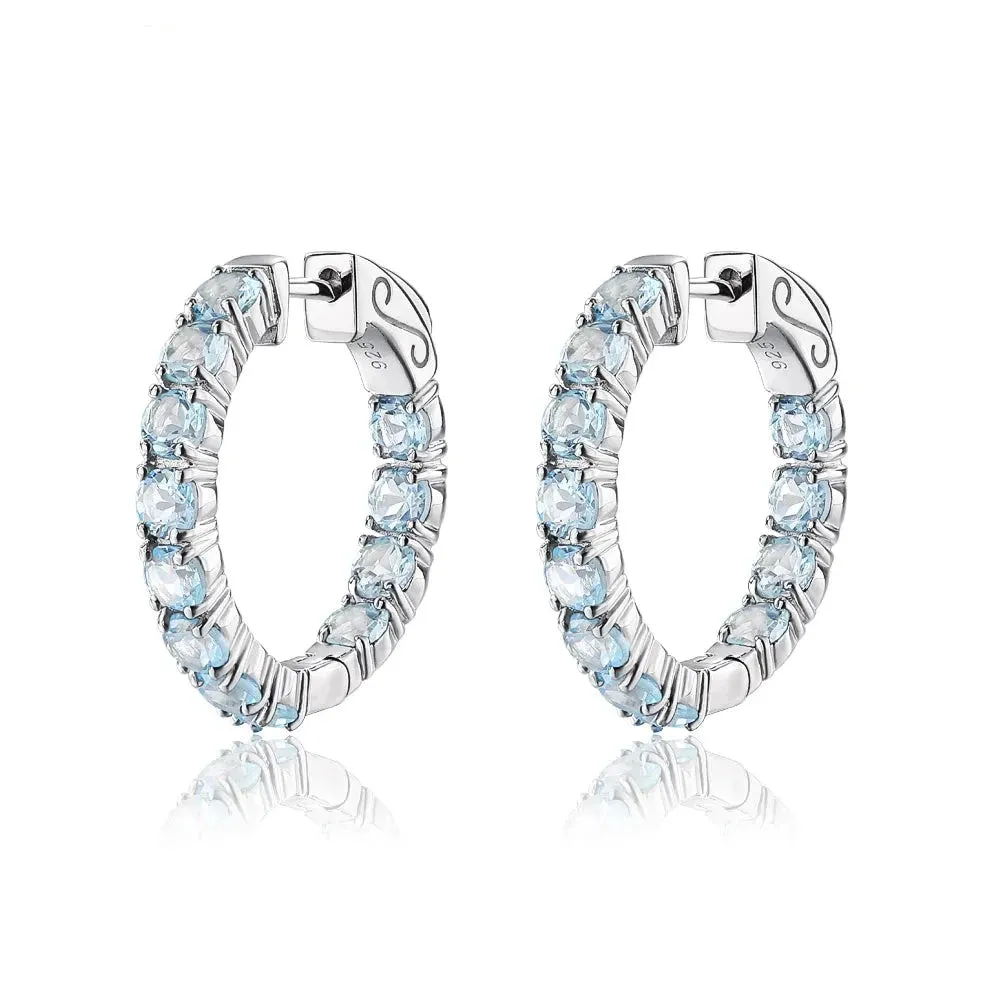 Classic Natural Gemstone Hoop Earrings