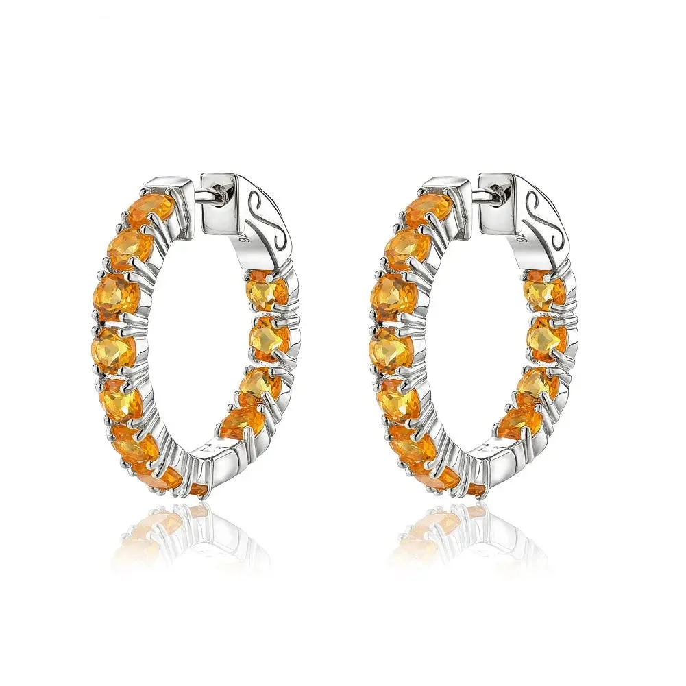 Classic Natural Gemstone Hoop Earrings